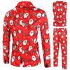 Men's 2022 Christmas One-Button Print Suit: Large Size Three-Piece for New Year