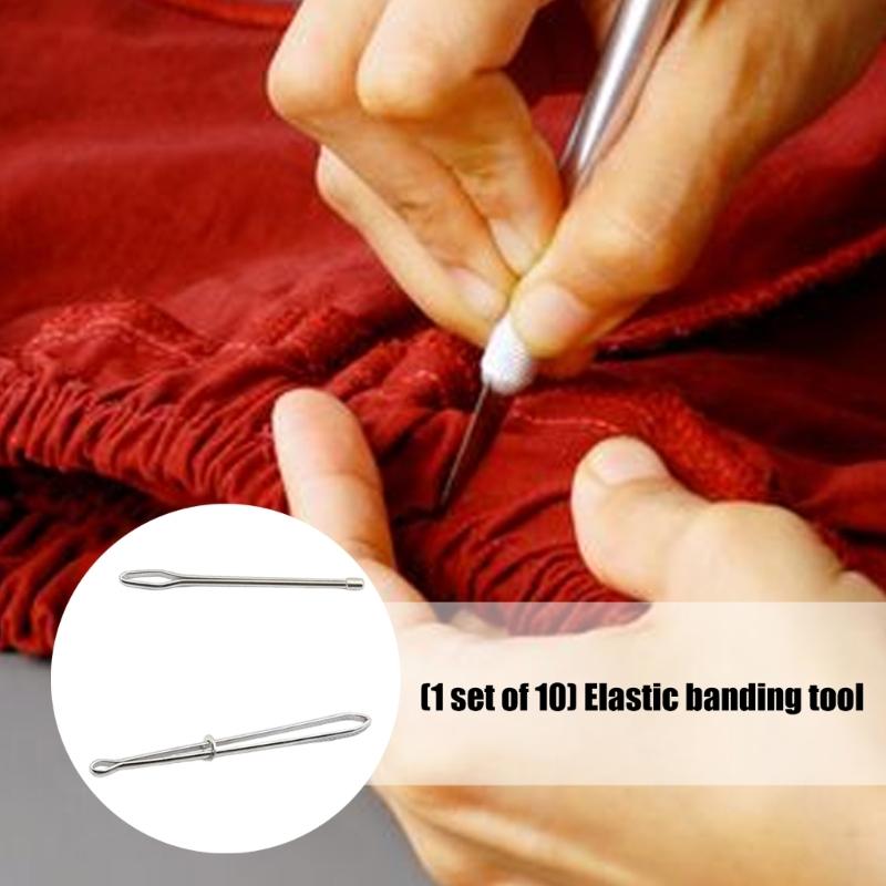 Pack of 10 Metal Elastics Band Threading Tool Sewing Craft Accessories
