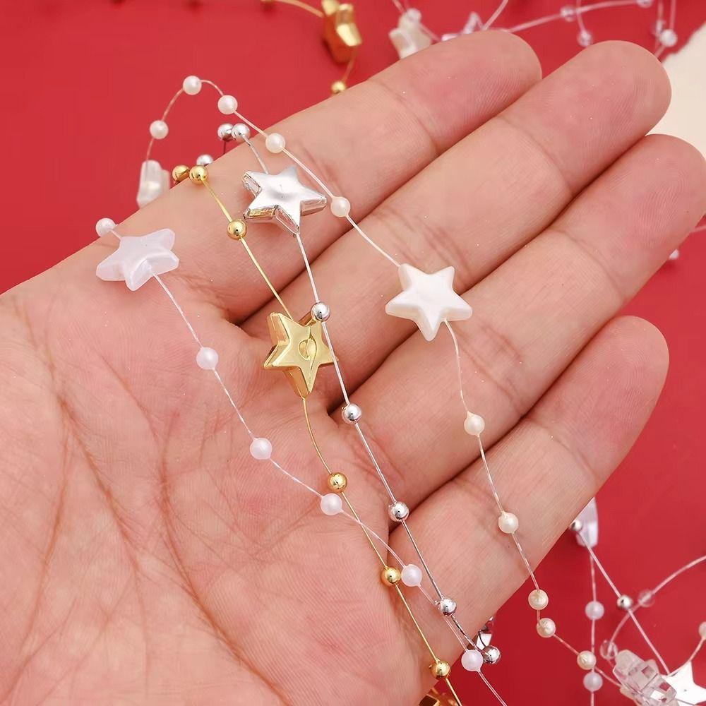 Plastic Star Beads Chain Electroplated Christmas Star Chain Decoration  For Diy Jewelry Making