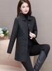 Plus Size Mid-Length Cotton Jacket for Women, 2024 Autumn/Winter, Middle-Aged Mother's Outerwear