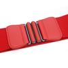 Lady Simple Elastic Wide Waistband PU Leather Interlock Buckle Belt Solid Color Cummerband