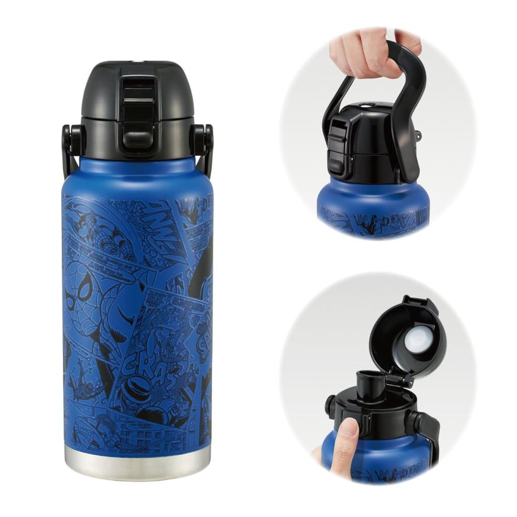 Skater 1000ml Stainless Steel Direct Drinking Bottle with Handle, Spider-Man Design, STD10H-A