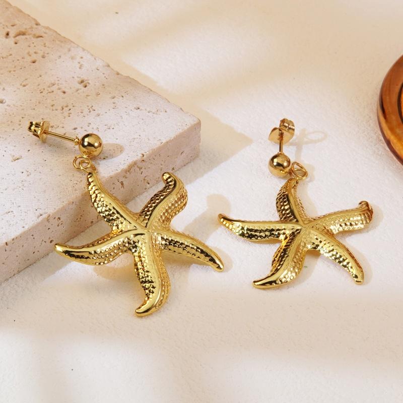 18K Gold-plated Stainless Steel Boho Style Starfish Pendant Earrings Fashion Exquisite Waterproof Earring Jewelry Gift for Women