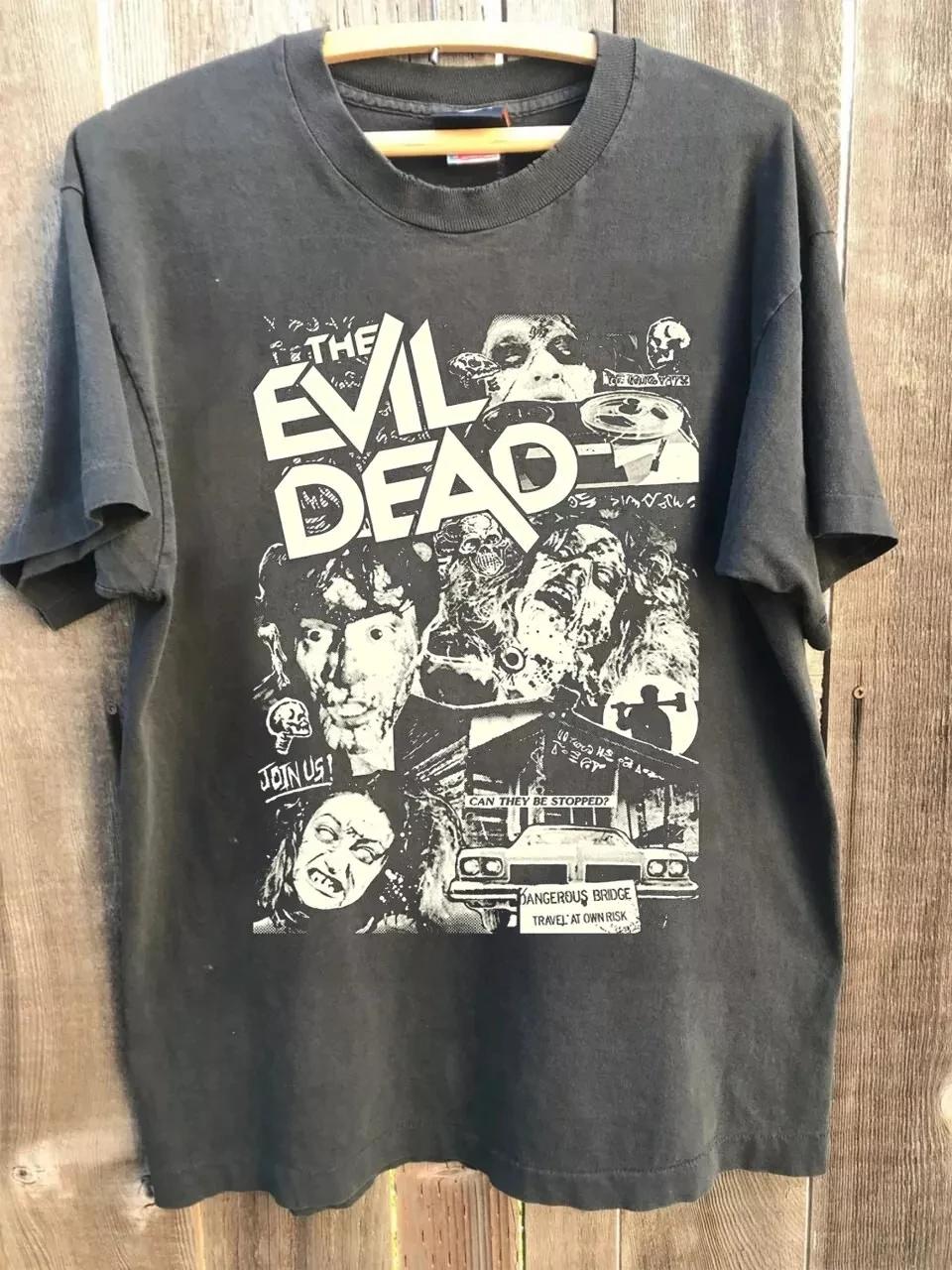 

Evil Dead 90s Movie graphic T shirt Charcoal tee vtg Men Women Men s T-Shirt Black Casual Crew Neck Cotton Tee S