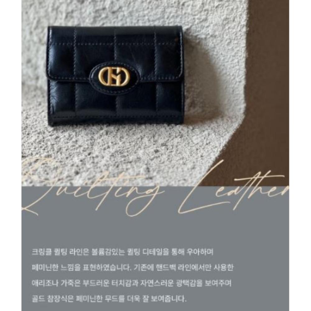 HAZZYS Sophisticated Quilted Cowhide Tri-fold Wallet for Women