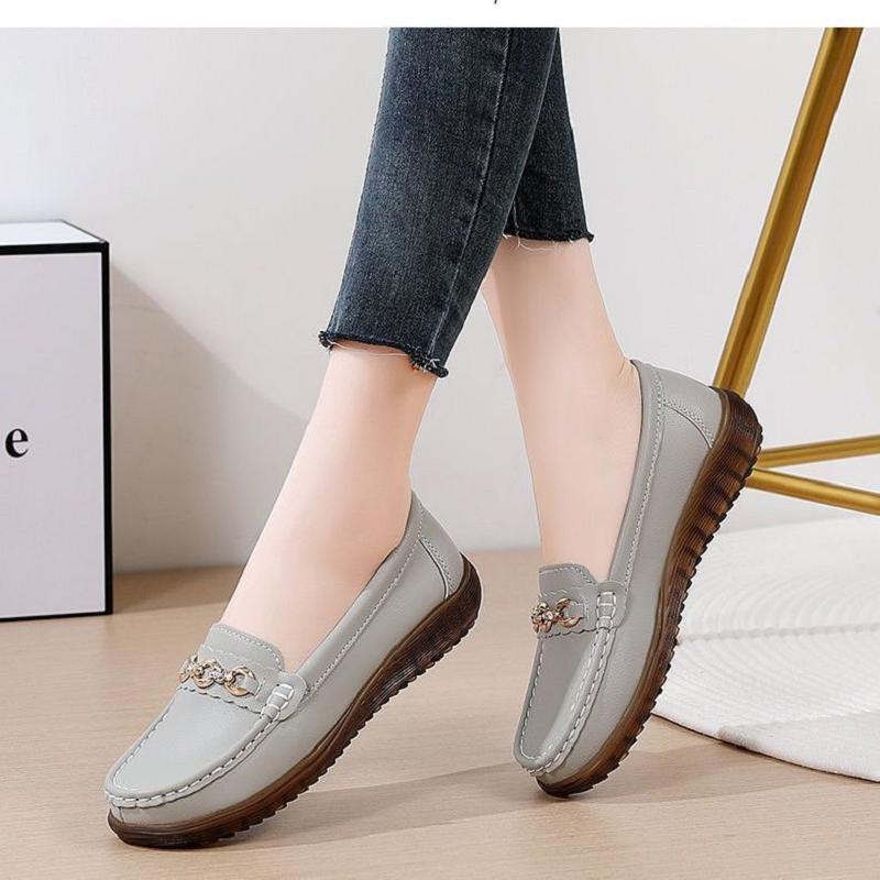 zapatos de mujer women fashion sweet light weight anti skid spring slip on flat shoes lady casual black leather loafers ab544
