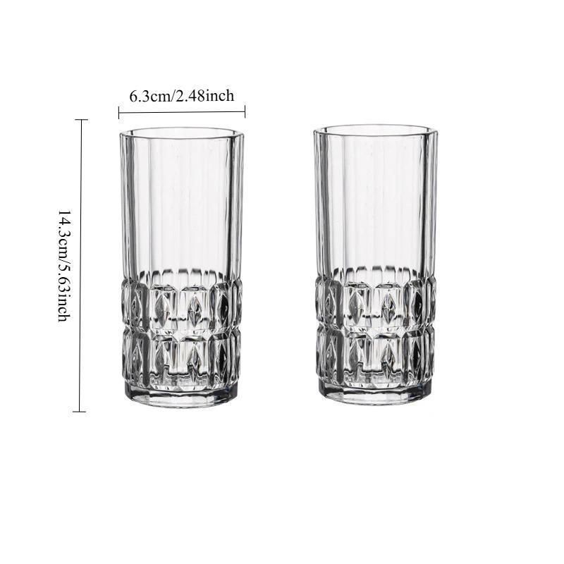 225ml/280ml Creative Glass Cup Luxury Wine Glass Transparent Brandy Mojito Cups Cocktail Glass High End Relief Whiskey Glass Bar