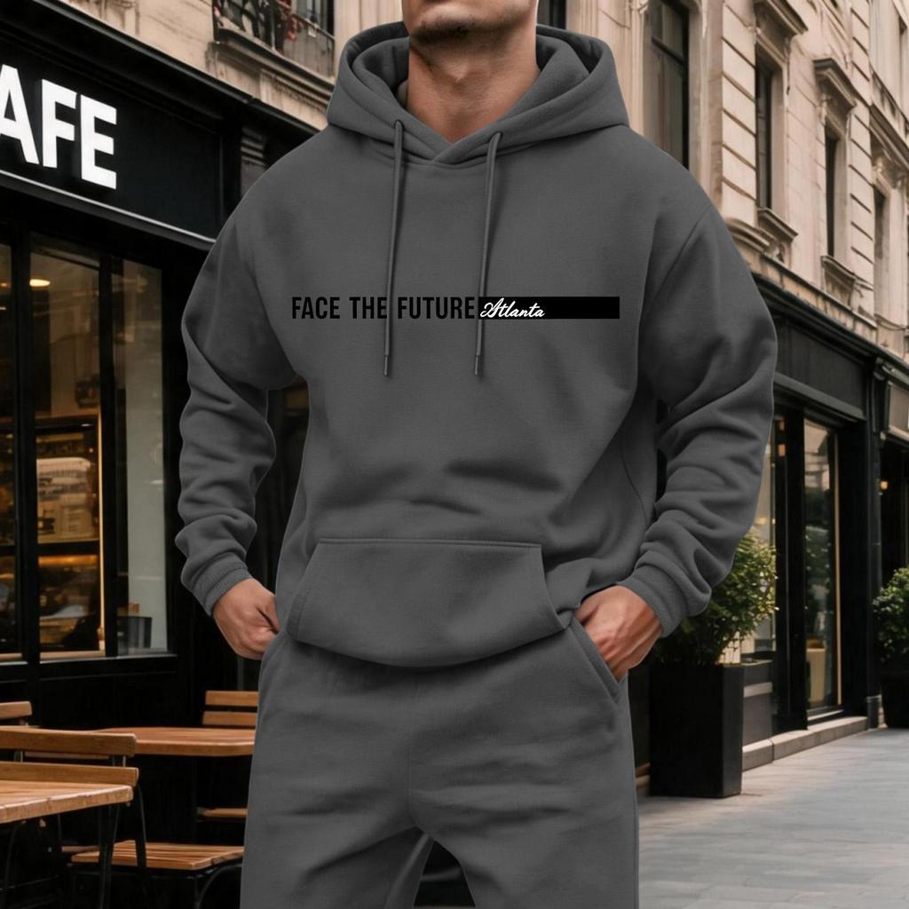 Men's Casual Hoodie with Large Pockets, Color Long Sleeve Sweatshirt