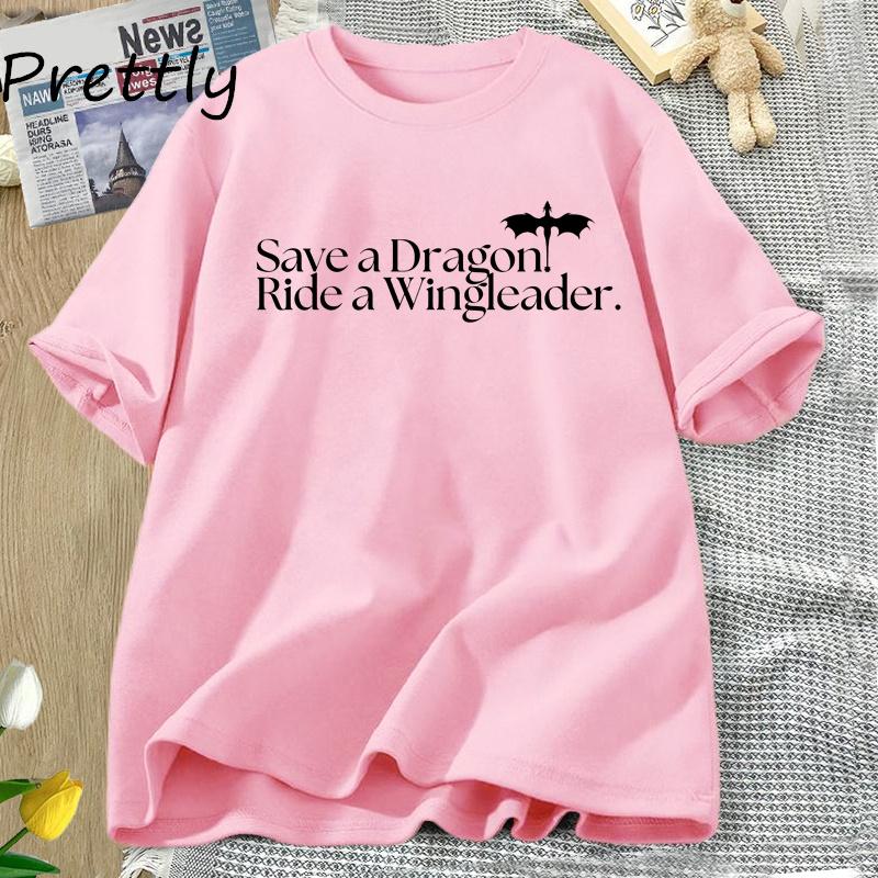 Save A Dragon Ride A Wingleader Tshirt Fourth Wing T-shirt Harajuku Basgiath War Graphic T Shirts Cotton Tees Woman Clothing