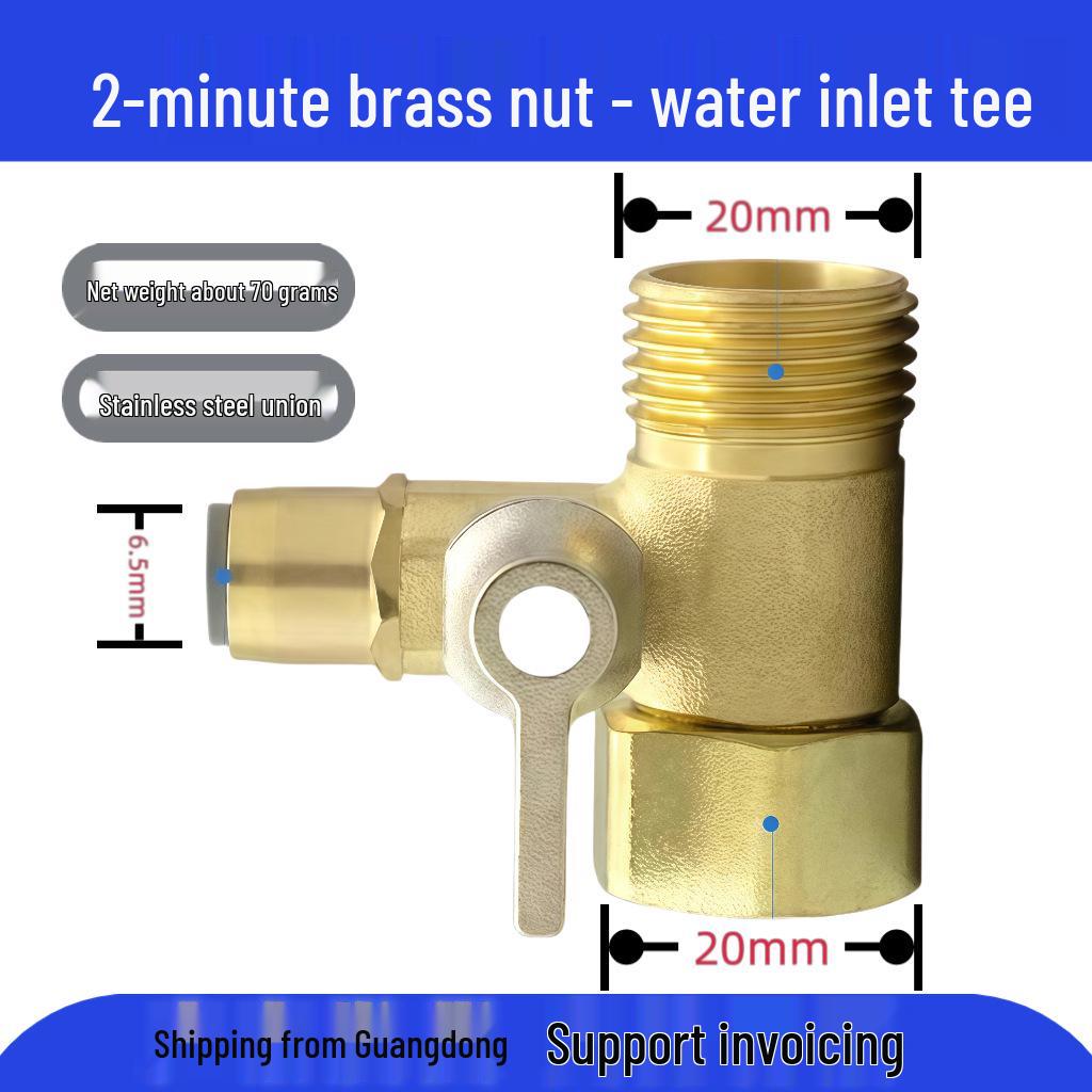 Copper Water Purifier Inlet Tee & Diverter Connector Faucet Adapter