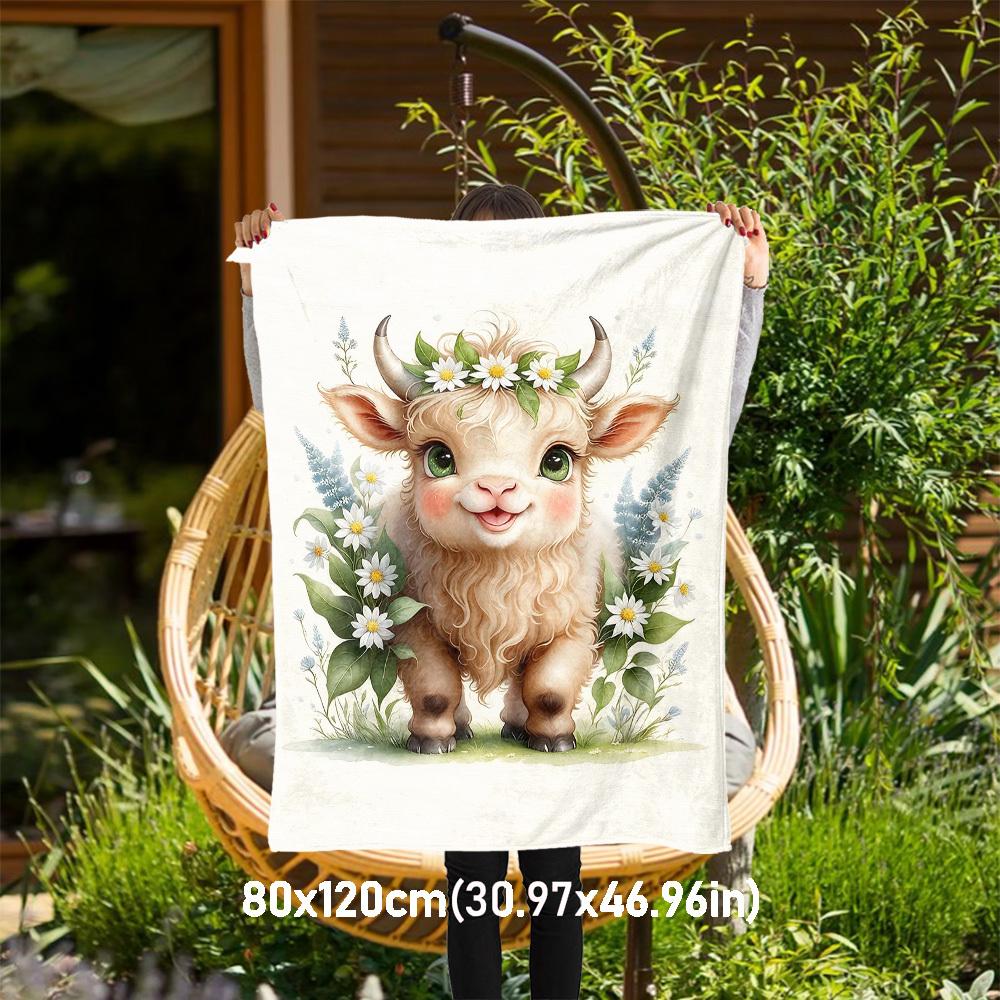 

1PC goat flowersOutdoor Flannel Blanket - Soft Plush Decor for Picnics, camping, Bedroom, Playroom, Office, or Lunch Break 1229A 80x120cm(31x47inch)