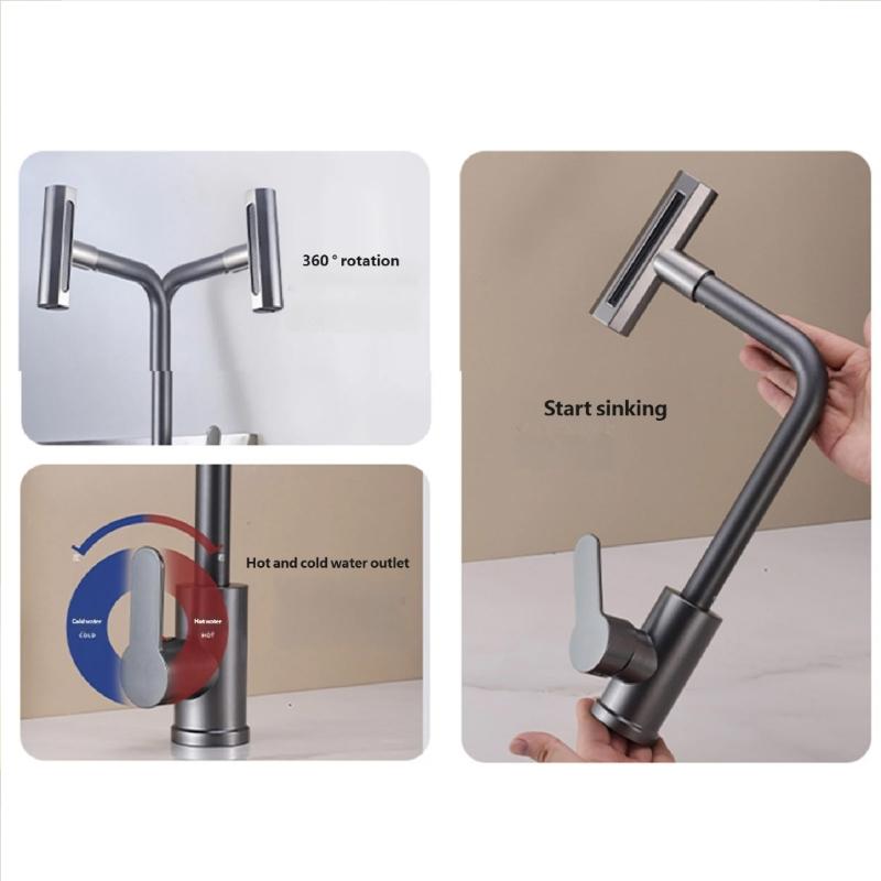 Spatter Proof Water Saving Kitchen Tap 360 Swivels Sink Basins Faucet Quick Installation Single Handle Sink Faucet