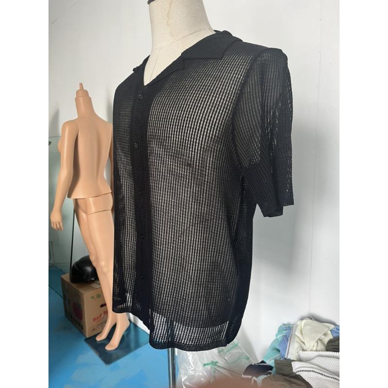 Herren Casual Kurzarm Strickjacke Hemd Sommer Einfarbig Atmungsaktiv Oberteil