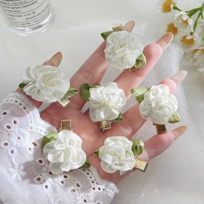 Camellia Hair Clip, Side Bangs Clip, Female Clip, Duckbill Clip, Headband Accessory