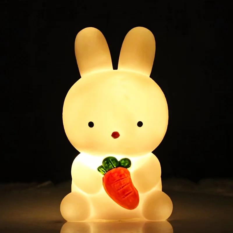 LED Cute Cartoon Rabbit Night Light Bedroom Living Room Rabbit Decoration Atmosphere Light for Birthday Gifts Children's Toys
