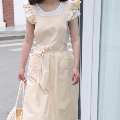 Yıkanmış Pamuk Keten Retro Mutfak Önlükleri Çiçekçi Bahçe Fırfırlı İş Temiz Önlüğü Yemek Pişirme Fırıncılık Restoran Kadın Elbisesi