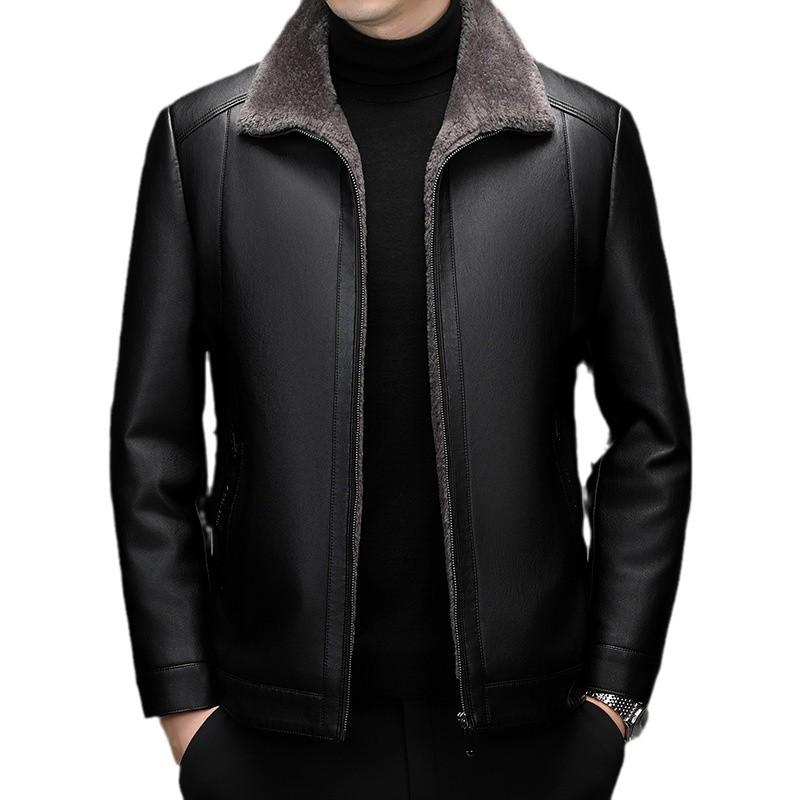 Winter New Fur Integrated Leather Jacket Men's Fleece Thickened Leather Jacket Men's Sheepskin Jacket Men's Clothing