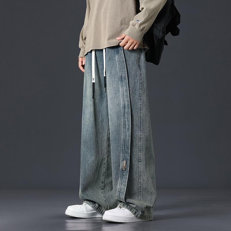 Fleece-Lined Thickened Plus Size Men's Loose Wide-Leg Jeans - Trendy Brand Straight Leg Long Pants for Men and Women