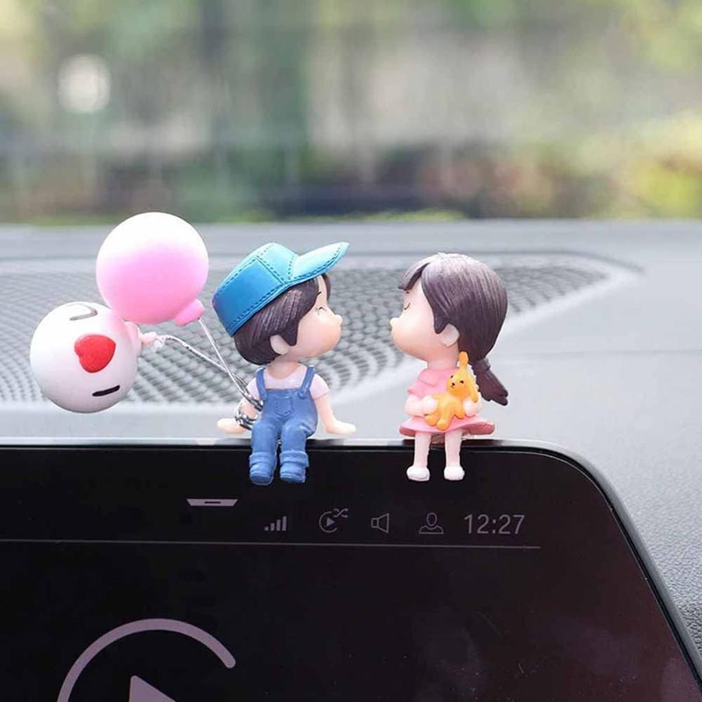 ErMo Car Decoration Car Accessories Car Supplies Cute Couple Balloons Resin Birthday Car Decoration