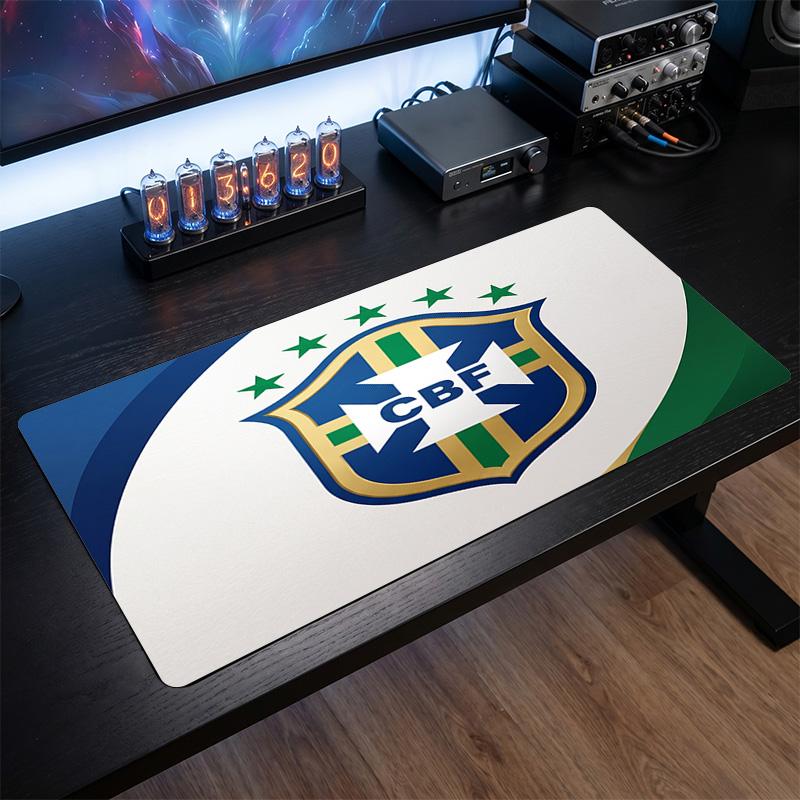 Brazil Football Crest Mouse Pad, Extended Non Slip Rubber Desk Mat for Gaming Office Laptop Fan Gift