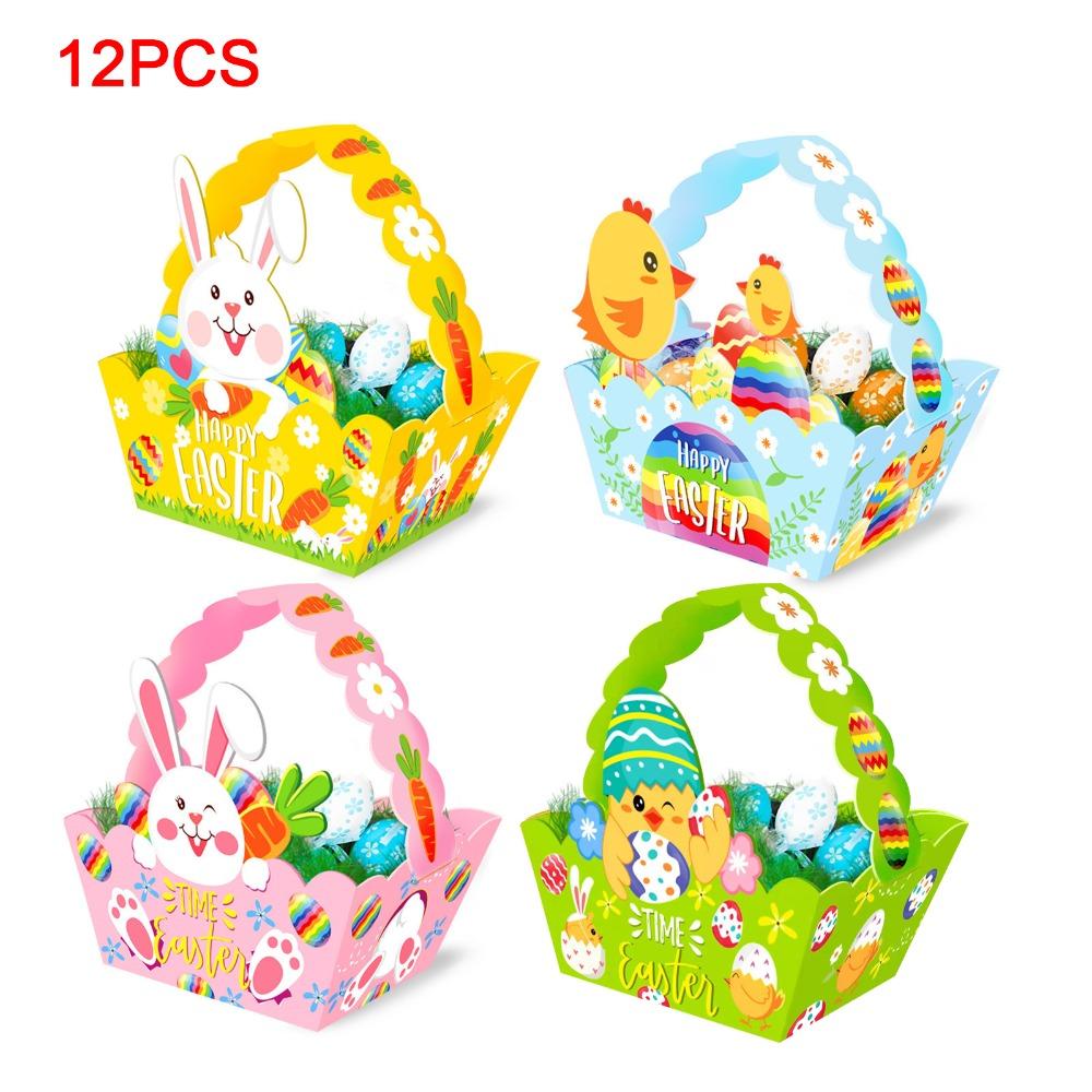 12pcs DIY Cookie Box Paper Gift Wrapping Box Fashion Packaging Basket  Party Supplies