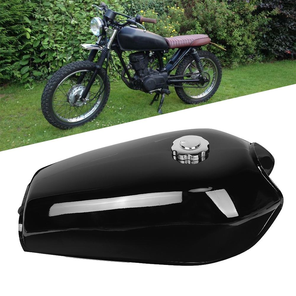 Fuel Motorcycle Universal Bright Black Retro Fuel Gas with Cover Switch Fit for CG125 Fuel Tank with Cap Switch Gas Tank