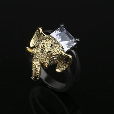Mens Ring Creative Animal Jewelry Black Gold Jewelry Setting Shiny Zircon Jewelry Ring