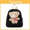 Childrens Canvas Baby Backpack With Plush Bear Doll Decoration For Daycare And Play