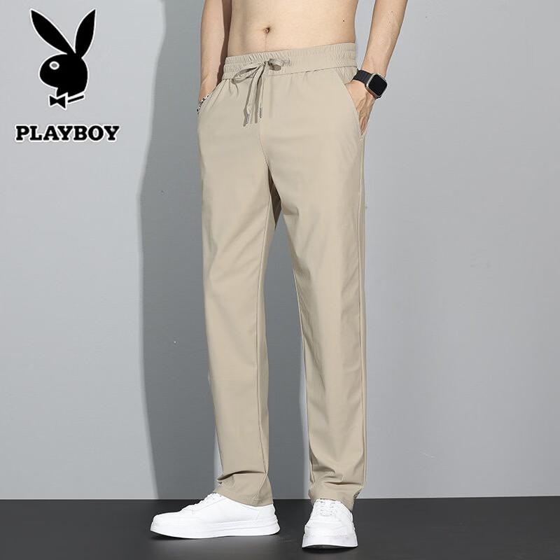 PLAYBOY Men s Summer Ice Silk Loose Fit Casual Pants XL