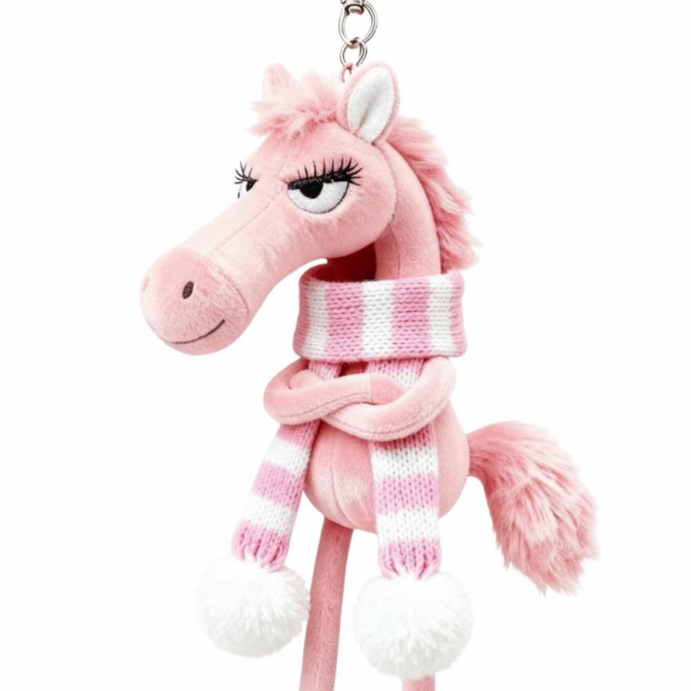 Exquisite Cartoon Horse Keychain Craftsmanship Fantasy Style Pony Plush Doll Pink Stuffed Simulation Horse Toy Birthday Gift
