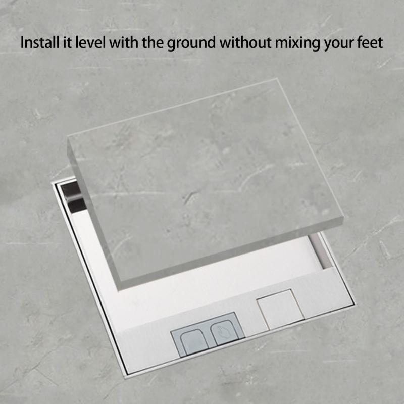 Waterproof Stainless Steels Marble Floor Socket Box Embedded Flat Thin Floor Plug Socket Flat Floor Concealed Socket