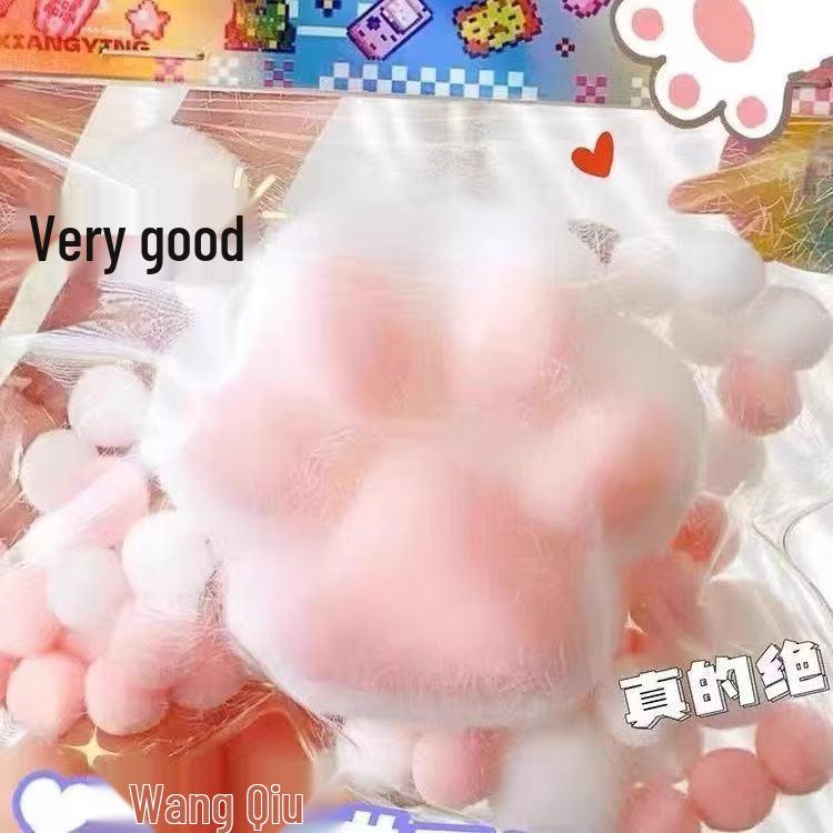 Large Crystal Clear Cat Paw Decompression Toy - Soft Rubber, Slow Rebound, Cute Squeeze Stress Relief Clay
