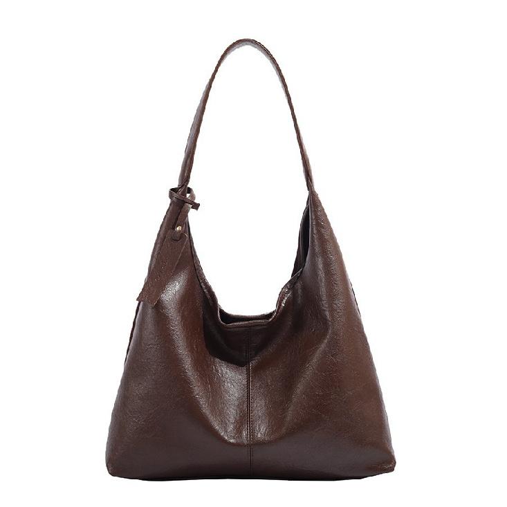 2025 Autumn Winter Simple Soft Leather Single Shoulder Underarm Bag Retro Large Capacity Commuter Crossbody Single Shoulder Bag Large Bag