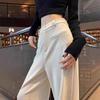 Women's High-Waisted White Chenille Corduroy Wide-Leg Pants - Spring/Summer Casual Trousers
