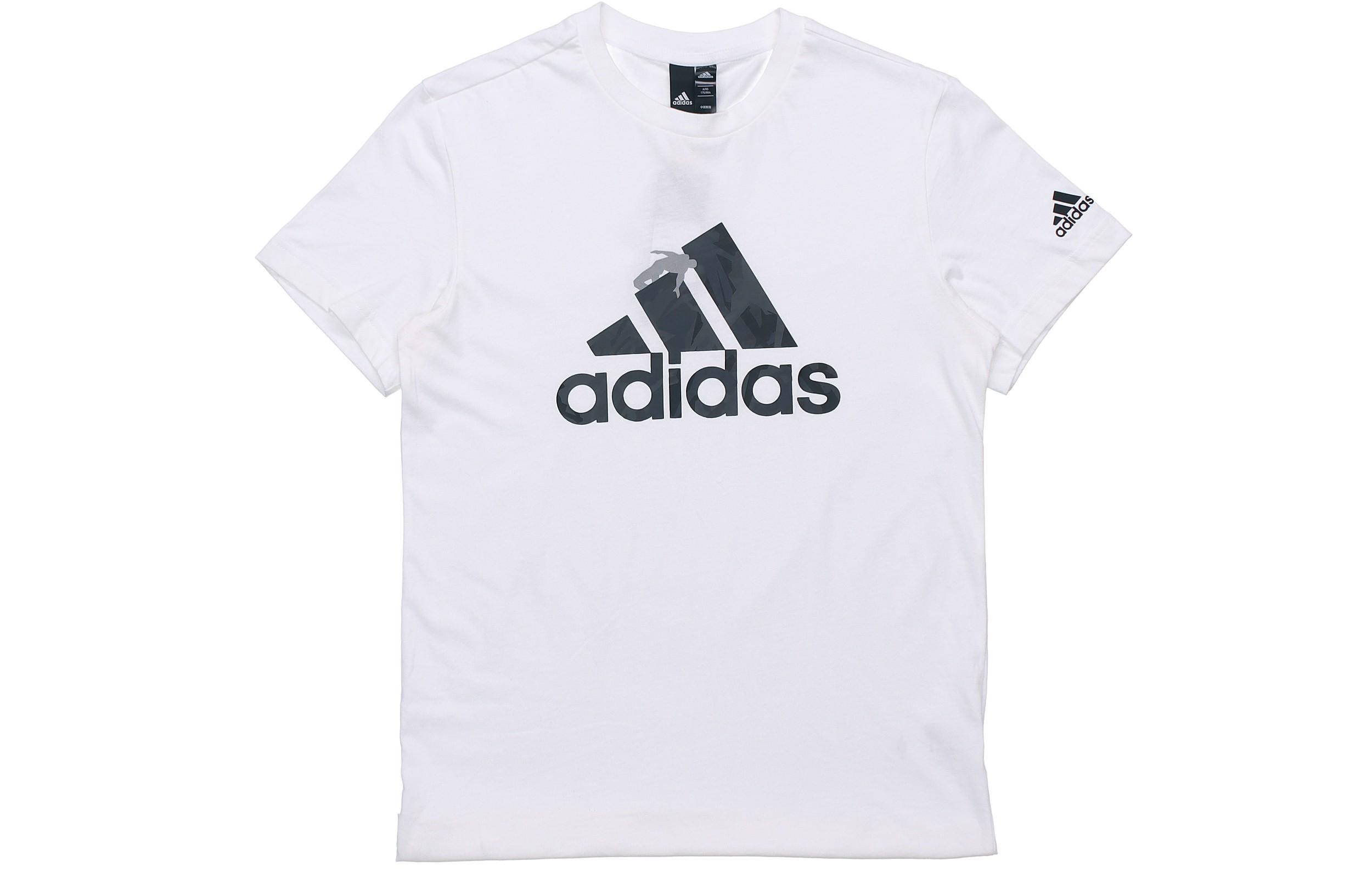 

Adidas T Shirts Men s White Crew Neck Moderate Straight Fit FT2816 S