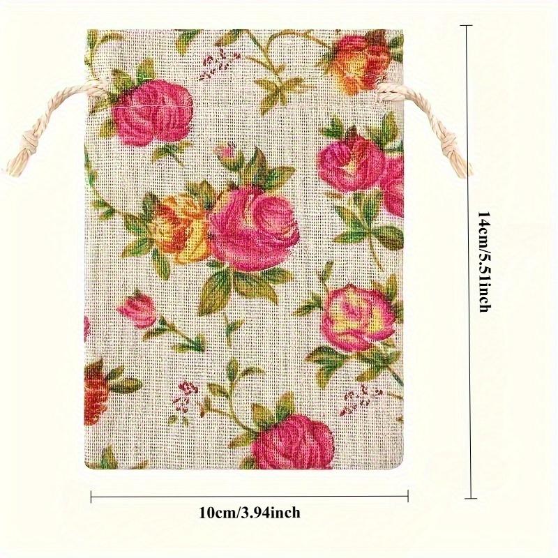 25pcs Rose Burlap Drawstring Craft Bags, Ornament Jewelry Storage Christmas Gift Bag, Scented Sachet, Burlap Tote Bag