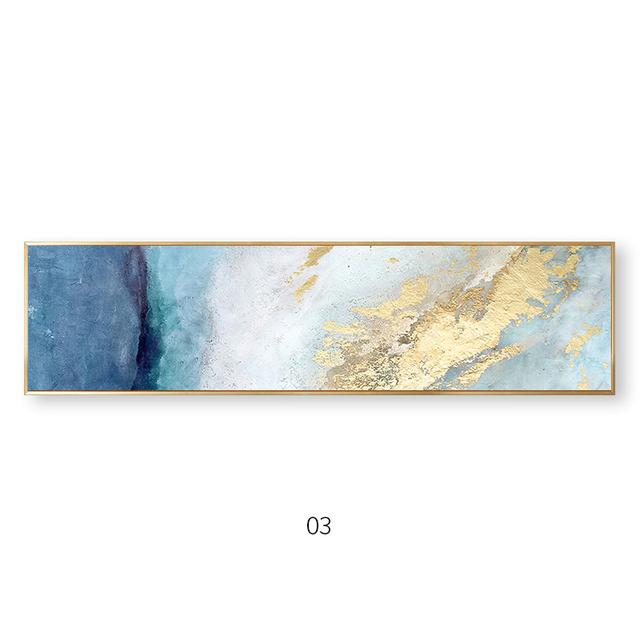 

Абстрактные настенные рисунки из золотой фольги «Голубая река», холст, картины, постеры и принты для гостиной, спальни, прикроватные украшения, Cuadros 40cm×80cm NoFrame