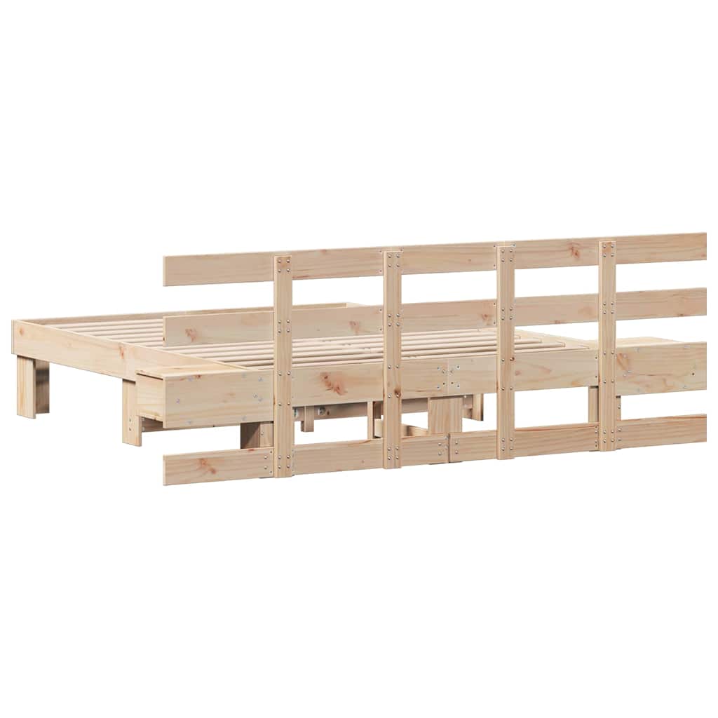 Bed Frame with Headboard Brown 120 x 200 cm Solid Pine Wood