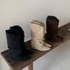 Wedge heel boots autumn and winter new fashion mid-heel inner heightening pointed boots high heels suede pleated piled boots
