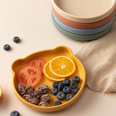 Cute Bear Suction Baby Plate - Anti-Fall, Food-Grade Silicone Tableware
