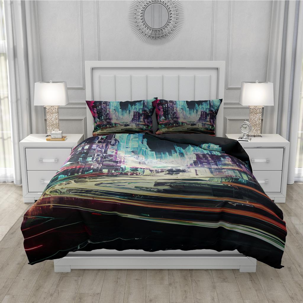 City View Bedding Set Digital Print Duvet Cover Kit Ultra-fine Fiber Pillowcase New Wholesale Bedspread