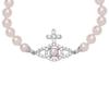 Vivienne Westwood Olympia Pearl Bracelet Cross Crystal Saturn Pattern Plated Gold Pearl Bracelet Women bracelet Silver 6103007R02P373