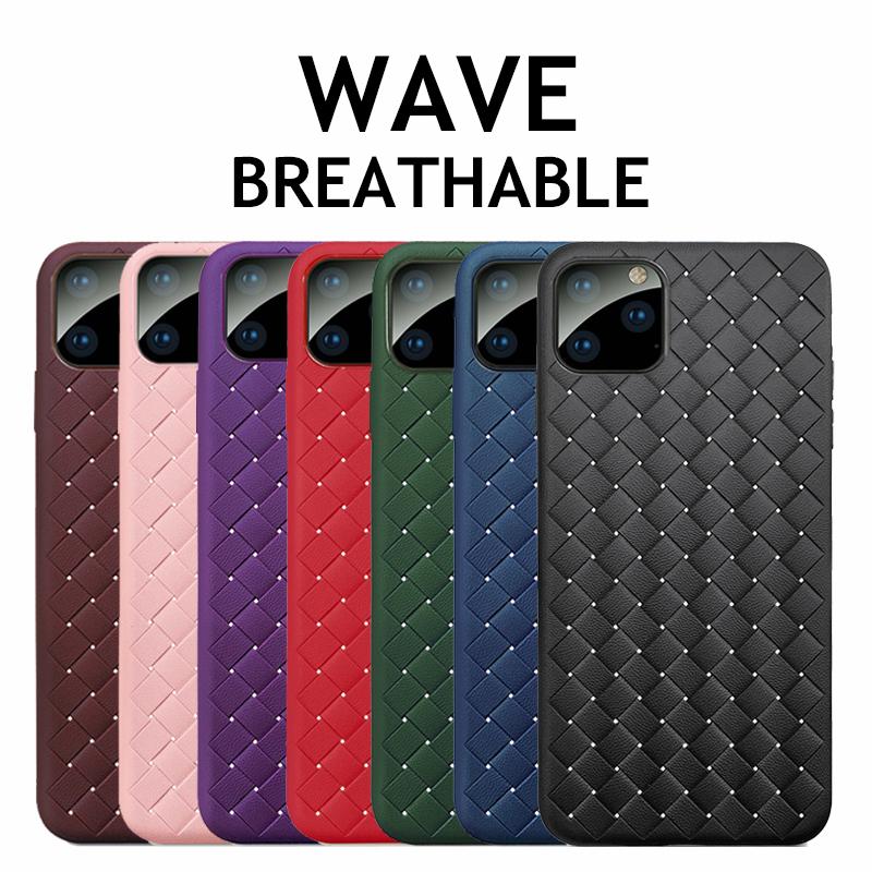 Breathable Mesh Soft Case For iPhone 15 14 13 11 Pro Max 12 XS 6 6S 7 8 Plus X XR Leather Weaving Grid Cover Silicone Funda