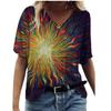 Women's T-shirt 3D Pattern Printed Casual Short Sleeved V-Neck Top Fashionable Street Women's Clothing