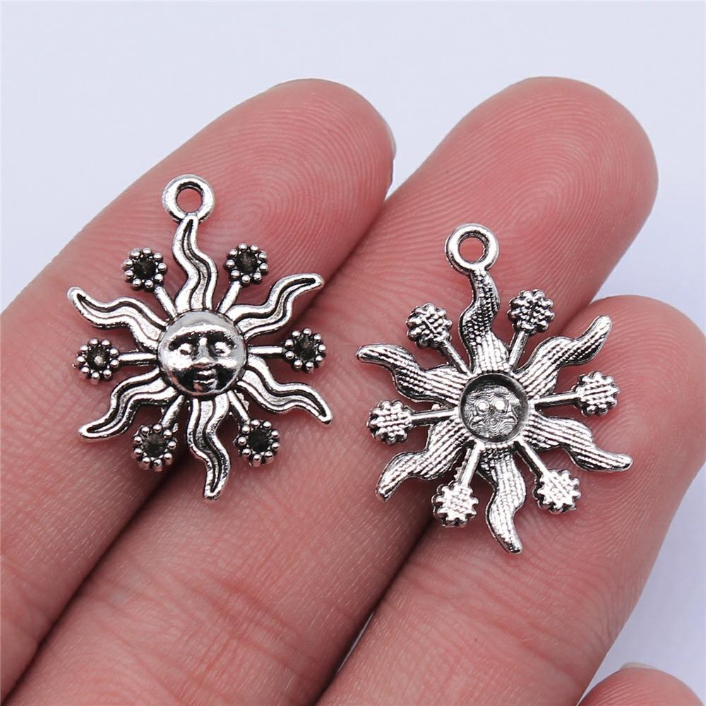 20pcs Sun Pendant Charms Antique Silver Color Sun Charms Jewelry DIY Sun Charms For Bracelet Making