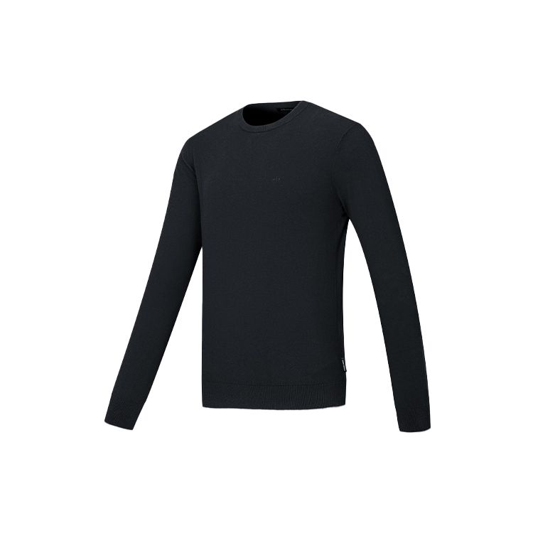 Armani Exchange Solid Color Crew Neck Knitted Sweater Men Sweater Black 8NZM6A-ZM1HZ-1200