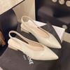 Mode Sommer Neu Damen High Heel Sandalen Mode Spitz Zehenbereich Flach Slipper Damen Elegant Slingback Schuhe Dünner Mittelhoher Absatz Kleid Pantoletten