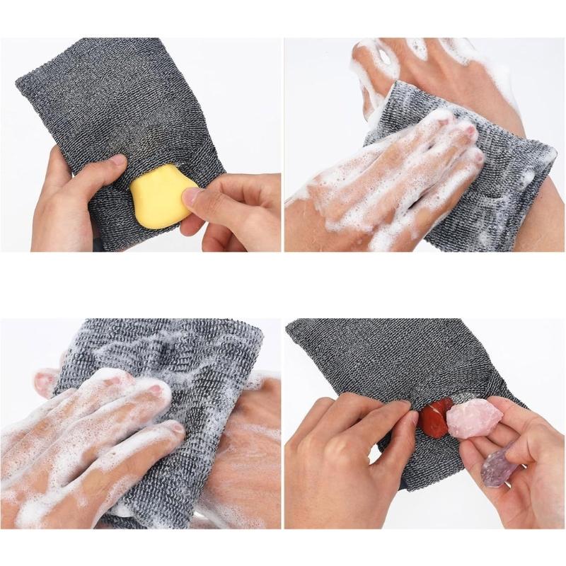 Reusable Soap Holder Exfoliating Mesh Soap Pouch Bath Accessories Hanging Loop for Space Saving Durability Nylon Mesh