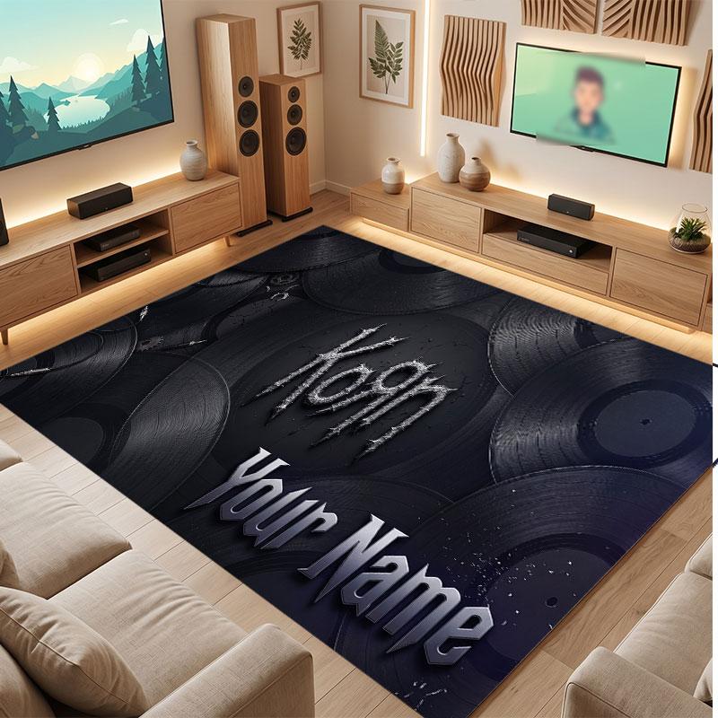 Korn Personalized Crystal Velvet Carpet, Customized Name Text Soft Anti‑Slip Rug for Living Room Bedroom