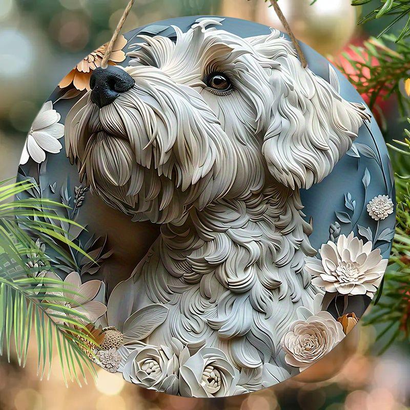 2D flat hanging decorative signs,interior wall or door decoration,garden decoration,the pattern is a cute dog,a housewarming gift for friends